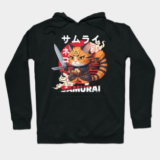 Cat Samurai Cartoon - Japanese Style Hoodie